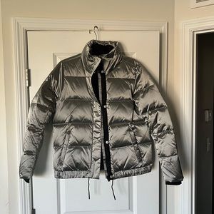 Athleta Silver Metallic Puffer Jacket